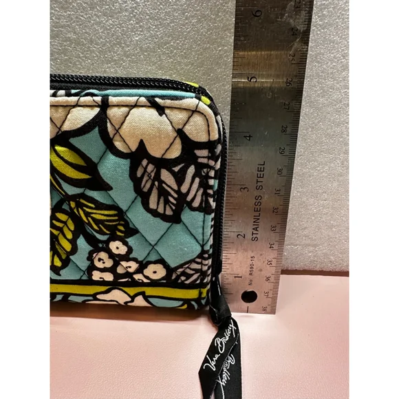 Vera Bradley One Size Teal Green Floral Quilted Wallet - Picture 11 of 12